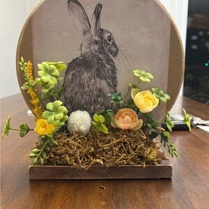 Spring Faux Floral Bunny Arrangement in Yellow and Green